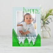 幾何学的な木々 現代的な青緑の写真 シーズンカード (スタンド正面)