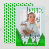 幾何学的な木のモダンな青緑の写真 シーズンカード (正面/裏面)