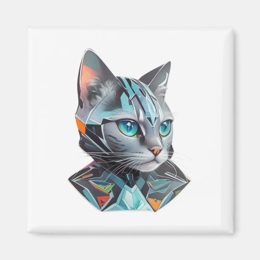 幾何学的な未来的な猫デザイン マグネット (正面)