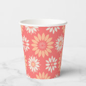 幾何学的な桃とクリームの花柄 紙コップ (裏面)