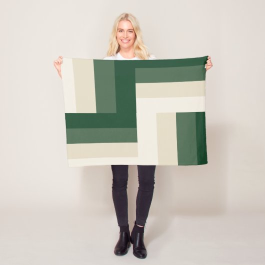 幾何学的な森とクリームブランケモダンット フリースブランケット (インサイチュ)