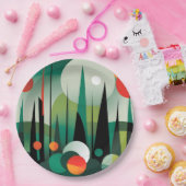 幾何学的な森の夜明け ペーパープレート (パーティー)