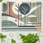 幾何学的な森 キッチンタオル (折り畳み)