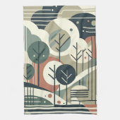 幾何学的な森 キッチンタオル (縦)