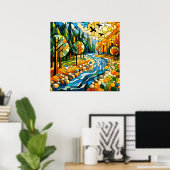 幾何学的な森 ポスター (ホームオフィス)