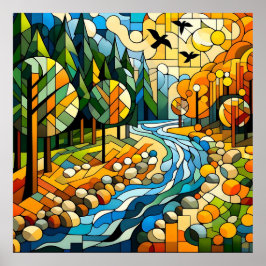 幾何学的な森 ポスター