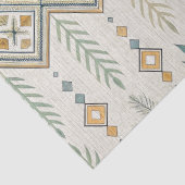 幾何学的な植物画とフォークアートのシームレスパターン 薄葉紙 (詳細)