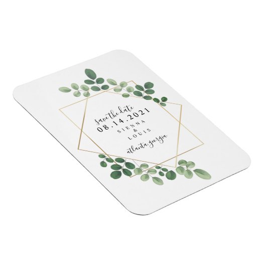 幾何学的な植物結婚式の日付を保存 マグネット (右側)