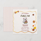 幾何学的な模様のミニマルな誕生日カード 招待状 (正面/裏面)