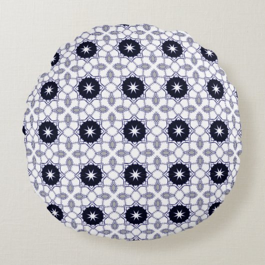 幾何学的な模様の装飾枕 ラウンドクッション (正面)
