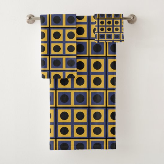 幾何学的な正方形の円パターン バスタオルセット (インサイチュ)