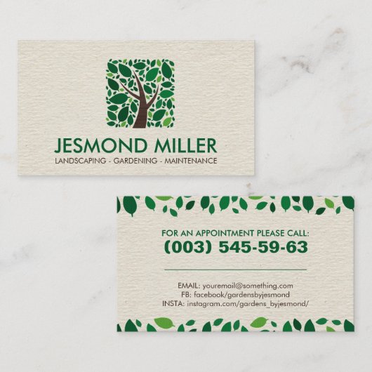 幾何学的な正方形の木 名刺 (正面/裏面)