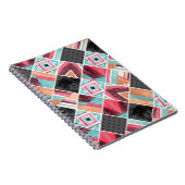 幾何学的な正方形、水色パッチワーク ノートブック (右側)