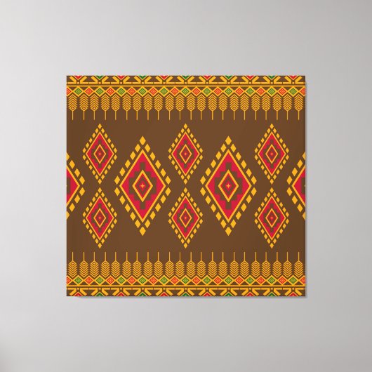 幾何学的な民族、伝統的デザイン、シームレスなバック キャンバスプリント (正面)