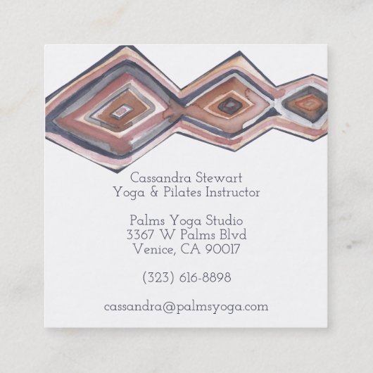 幾何学的な水のカラーハンド絵を描デザイン スクエア名刺 (裏面)