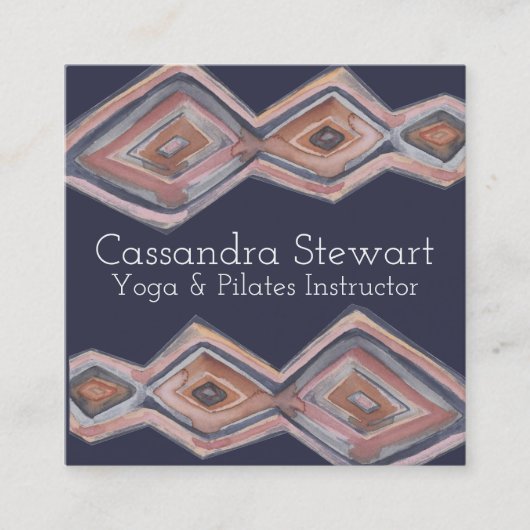 幾何学的な水のカラーハンド絵を描デザイン スクエア名刺 (正面)