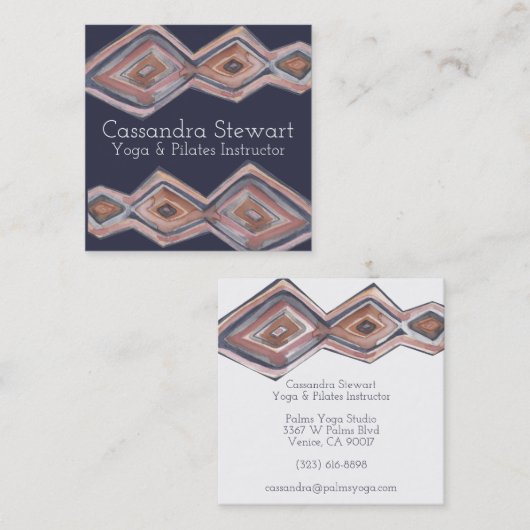 幾何学的な水のカラーハンド絵を描デザイン スクエア名刺 (正面/裏面)