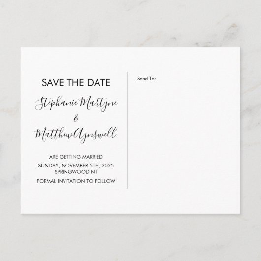 幾何学的な水の色のフローラ結婚式の日付を保存 案内ポストカード (裏面)