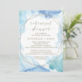 幾何学的な水の色のリハーサルディナー 招待状 (スタンド正面)