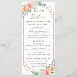 幾何学的な水の色の花のタイムラ結婚インカード プログラム