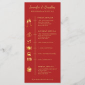 幾何学的な水の色の花のタイムラ結婚インカード プログラム (裏面)