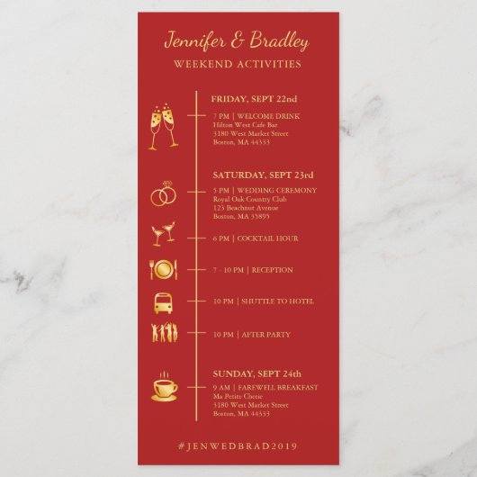 幾何学的な水の色の花のタイムラ結婚インカード プログラム (裏面)