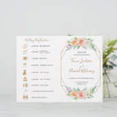 幾何学的な水の色の花の折り畳まれた結婚式のタイムライン (スタンド正面)