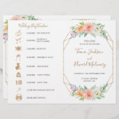 幾何学的な水の色の花の折り畳まれた結婚式のタイムライン (正面/裏面)