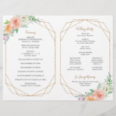 幾何学的な水の色の花の折り畳まれた結婚式のタイムライン (裏面)