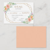 幾何学的な水の色の花の結婚式RSVPカード エンクロージャーカード (正面/裏面)