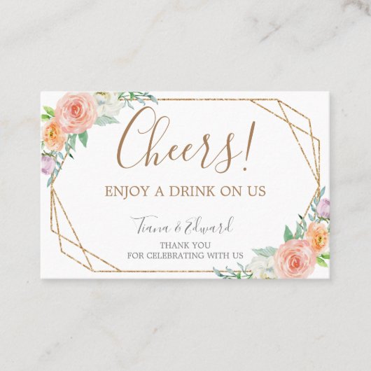 幾何学的な水の色の花を飲むチケット 名刺 (正面)