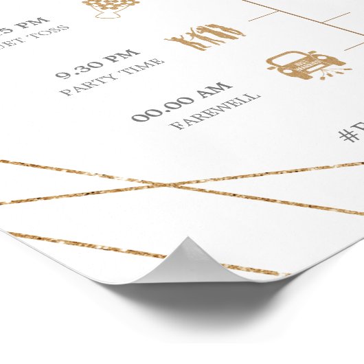 幾何学的な水の色の花結婚のタイムライン記号 ポスター (角)