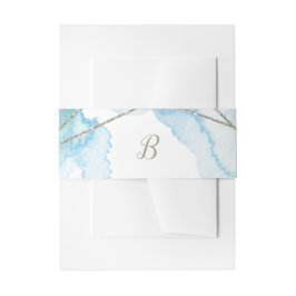 幾何学的な水の色モノグラム結婚ズ 招待状ベリーバンド