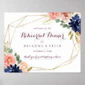 幾何学的な水平リハーサルのディナーウェルカムサイン ポスター (正面)