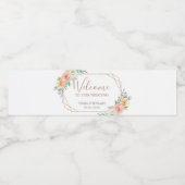 幾何学的な水彩の花ウェルカムウォーターラベル ペットボトルラベル (シングルラベル)