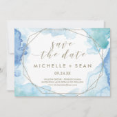 幾何学的な水彩日付カードを保存 セーブザデート (正面)