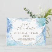 幾何学的な水彩日付カードを保存 セーブザデート (スタンド正面)