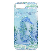 幾何学的な水彩画のタツノオトシゴの海のビーチのモダン Case-Mate iPhoneケース (裏面)