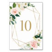 幾何学的な水彩画の春の花のテーブル10 テーブルナンバー (正面)