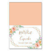 幾何学的な水彩花の結婚式の食事ラベル テーブルナンバー (正面)