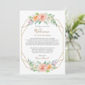 幾何学的な水彩花の結婚式ウェルカムノート 招待状 (スタンド正面)