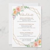 幾何学的な水彩花の結婚式ウェルカムノート 招待状 (裏面)