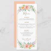 幾何学的な水彩花イラストのディナーメニュー メニュー (正面/裏面)