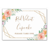 幾何学的な水彩花結婚の食品ラベル テーブルナンバー (正面)