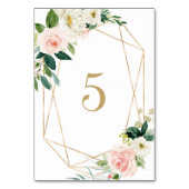 幾何学的な水彩 春の花咲く テーブル5 ウェディング テーブルナンバー (裏面)