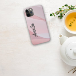 幾何学的な波パステルピンクのローズカラーと名前 iPhone 11 PROケース