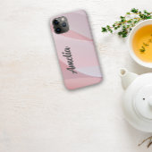 幾何学的な波パステルピンクのローズカラーと名前 Case-Mate iPhoneケース