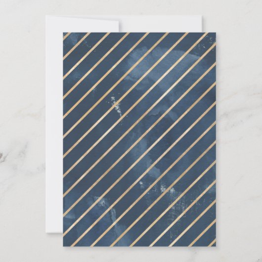 幾何学的な海軍および金ゴールドフレームの水彩画 招待状