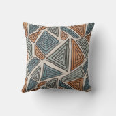 幾何学的な渦巻き旋回、ティール(緑がかった色)、オリーブグリーン、錆 クッション (裏面)