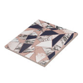 幾何学的な濃紺のモモの大理石およびばら色の金ゴールド タイル (側面)